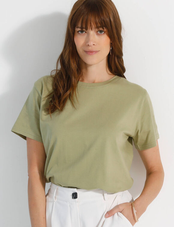 T-shirt "loose" en coton, uni (kaki clair) T-shirt "loose" en coton, uni (kaki clair)